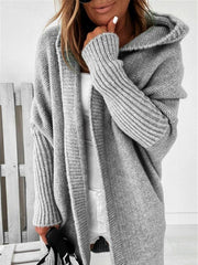 Women hooded sweater cardigan