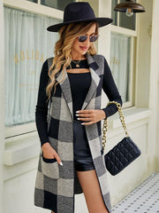 Sleeveless sweater plaid jacquard vest cardigan