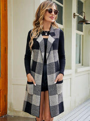 Sleeveless sweater plaid jacquard vest cardigan