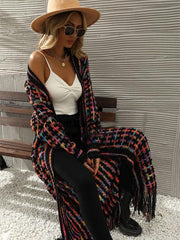 women's tassel long cardigan coat sweater