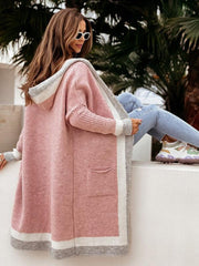 Women's loose hooded warm twist knitted cardigan