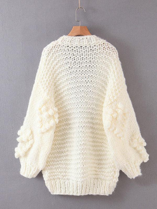 Women's Long Sleeve Thick Knitted Twist Loose Cardigan