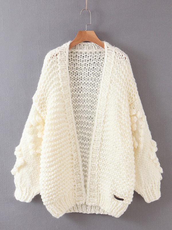 Women's Long Sleeve Thick Knitted Twist Loose Cardigan