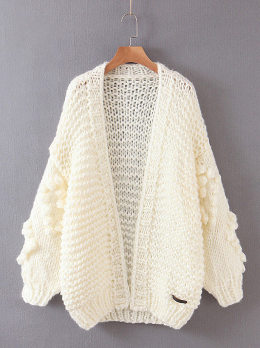 Women's Long Sleeve Thick Knitted Twist Loose Cardigan