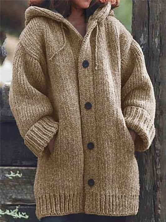 women's loose warm hooded cardigan sweater