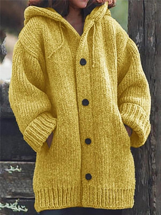 women's loose warm hooded cardigan sweater