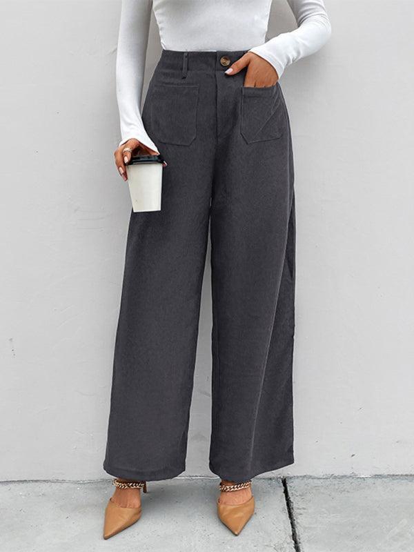 Women's Corduroy Patch Pocket Casual Pants - 808Lush