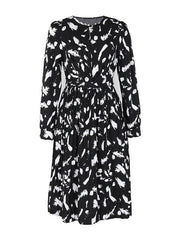 Women's printed black long-sleeved dress - 808Lush