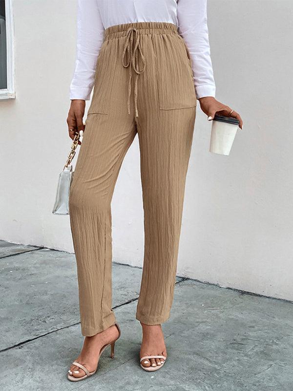 Casual elastic waist pleated women's pants - 808Lush