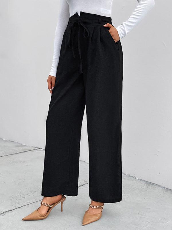 Women's elastic elastic loose wide leg long pants - 808Lush