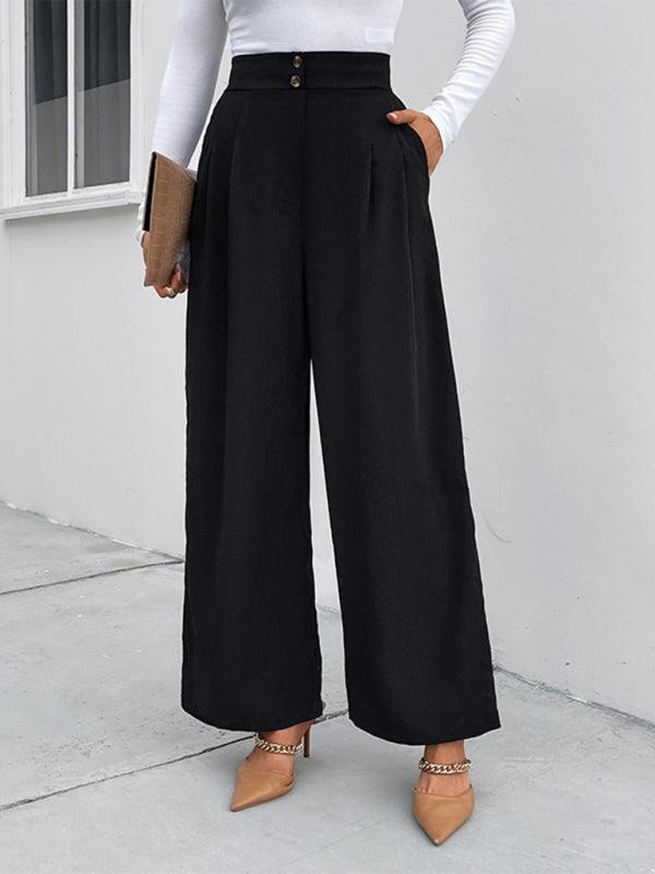 Women's elastic elastic loose wide leg long pants - 808Lush