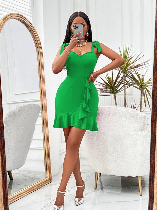 V-neck sleeveless slim fit hip-hugging dress - 808Lush