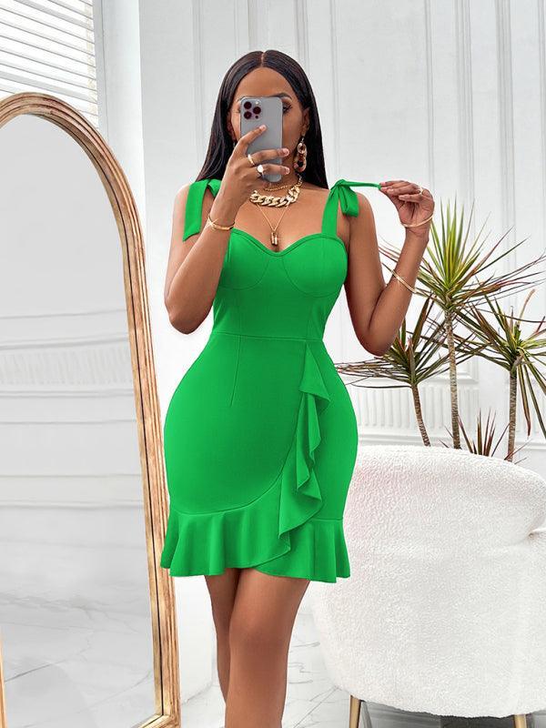 V-neck sleeveless slim fit hip-hugging dress - 808Lush