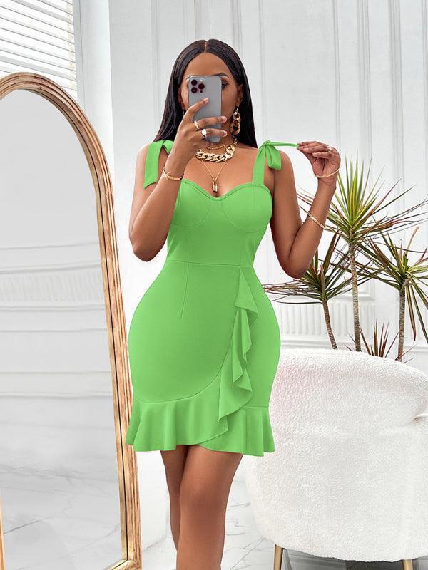 V-neck sleeveless slim fit hip-hugging dress - 808Lush