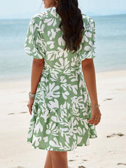 Women's elegant printed short-sleeved dress - 808Lush