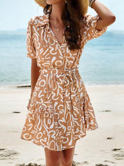 Women's elegant printed short-sleeved dress - 808Lush