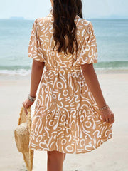 Women's elegant printed short-sleeved dress - 808Lush