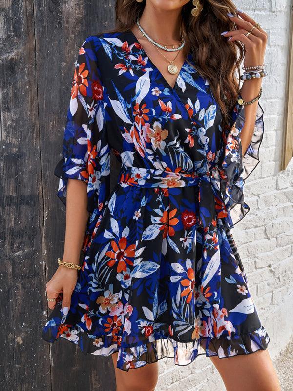 Women's elegant printed strappy dress - 808Lush