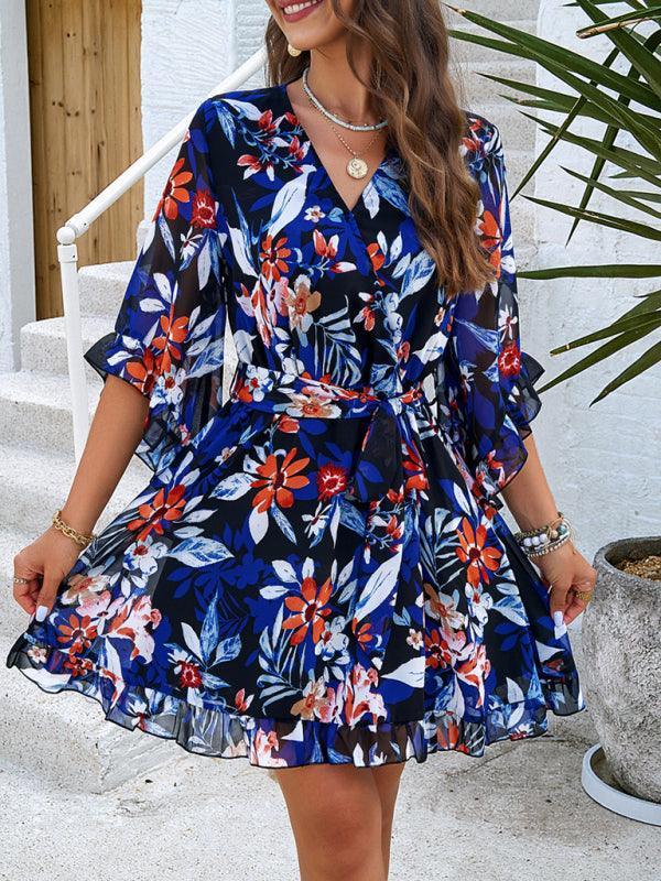 Women's elegant printed strappy dress - 808Lush