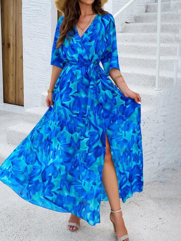 Women's Elegant Printed Waist Dress - 808Lush