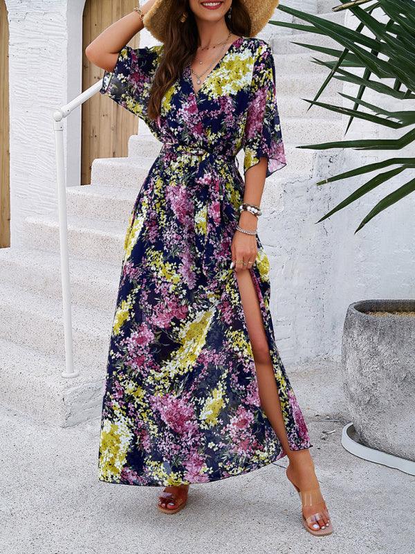 Women's Elegant Printed Waist Dress - 808Lush