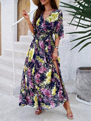 Women's Elegant Printed Waist Dress - 808Lush