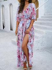 Women's Elegant Printed Waist Dress - 808Lush