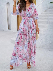 Women's Elegant Printed Waist Dress - 808Lush