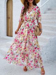 Women's Elegant Printed Waist Dress - 808Lush