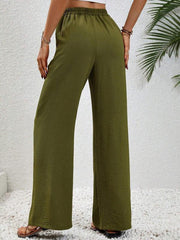 Comfortable casual wide leg pants with elastic waist - 808Lush