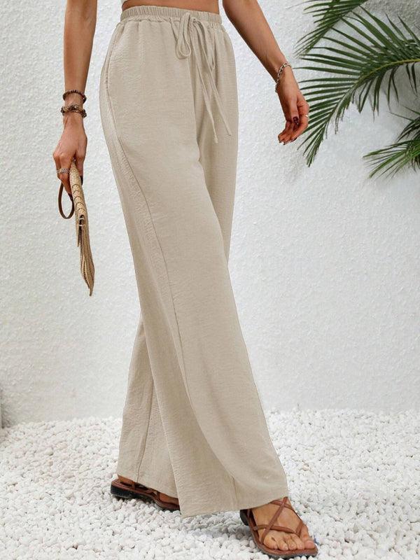 Comfortable casual wide leg pants with elastic waist - 808Lush