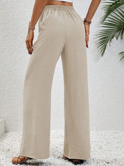 Comfortable casual wide leg pants with elastic waist - 808Lush