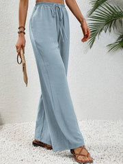 Comfortable casual wide leg pants with elastic waist - 808Lush