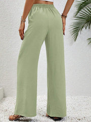 Comfortable casual wide leg pants with elastic waist - 808Lush