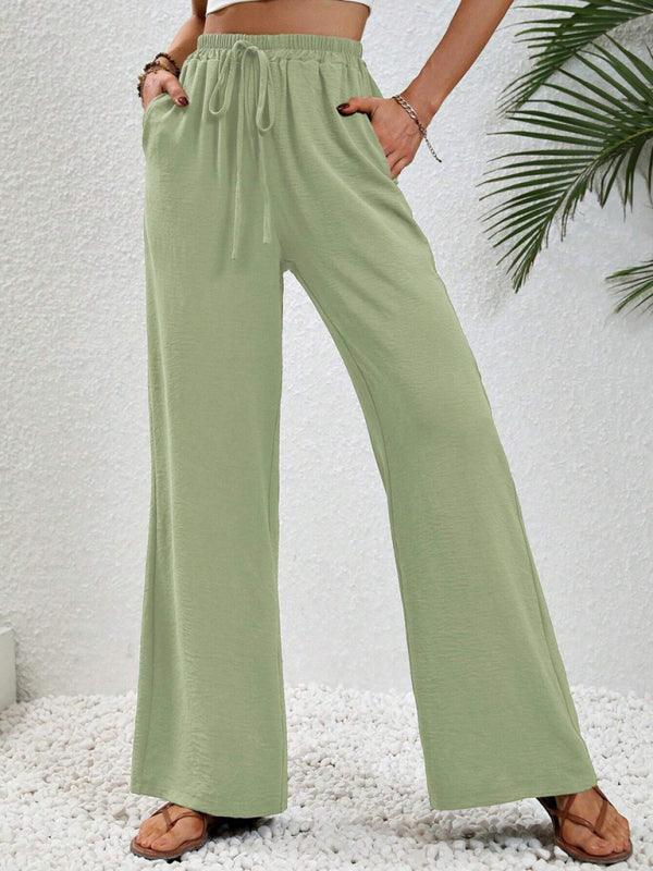 Comfortable casual wide leg pants with elastic waist - 808Lush