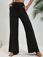 Comfortable casual wide leg pants with elastic waist - 808Lush