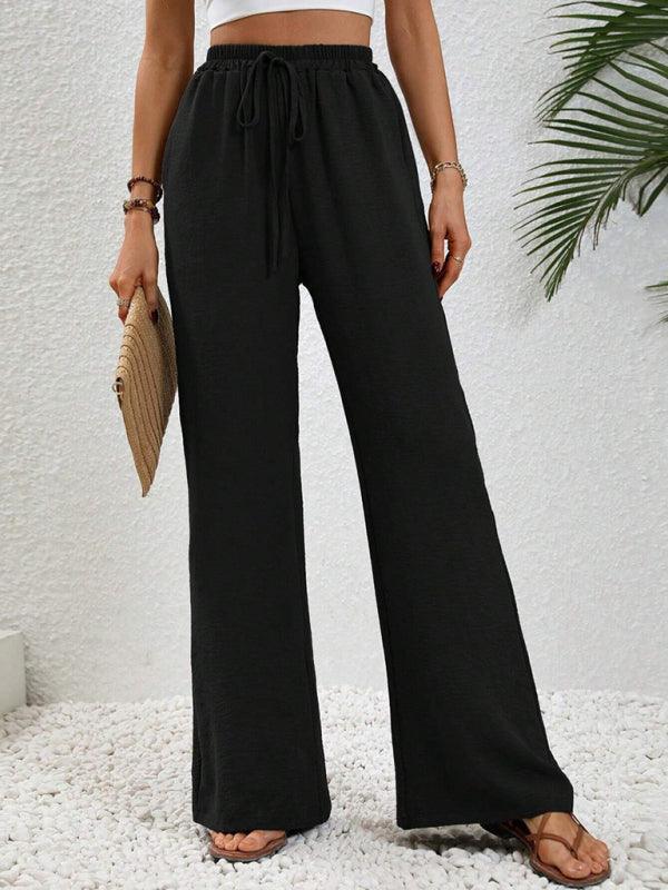 Comfortable casual wide leg pants with elastic waist - 808Lush