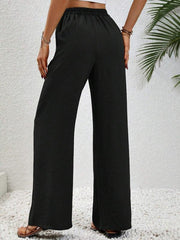 Comfortable casual wide leg pants with elastic waist - 808Lush