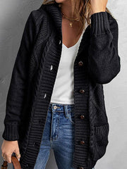 mid-length cardigan hooded sweater