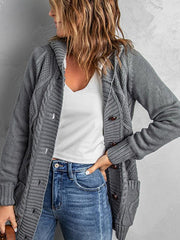 mid-length cardigan hooded sweater