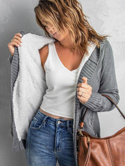 mid-length cardigan hooded sweater