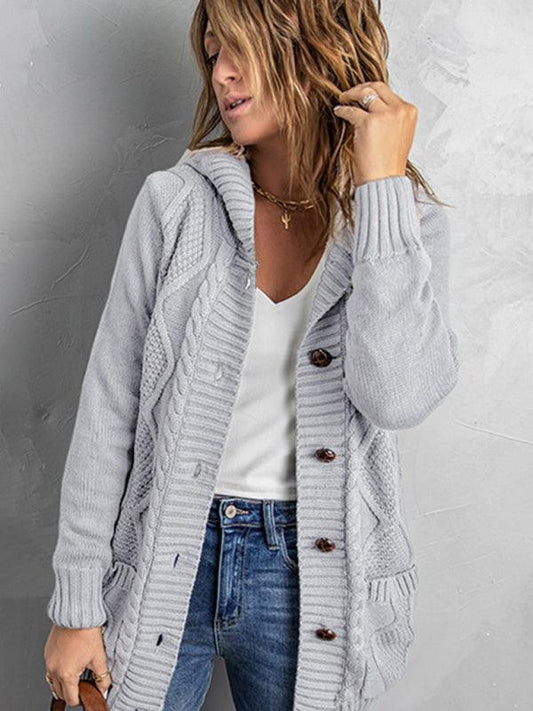 mid-length cardigan hooded sweater