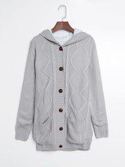 mid-length cardigan hooded sweater