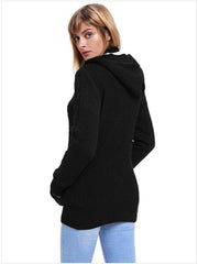 Women's warm hooded long-sleeved cardigan knitted