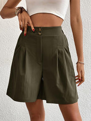 Women's high-waisted loose 2-button shorts - 808Lush