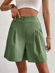 Women's high-waisted loose 2-button shorts - 808Lush