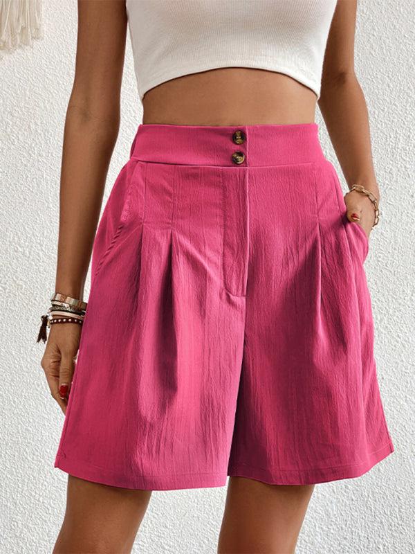 Women's high-waisted loose 2-button shorts - 808Lush