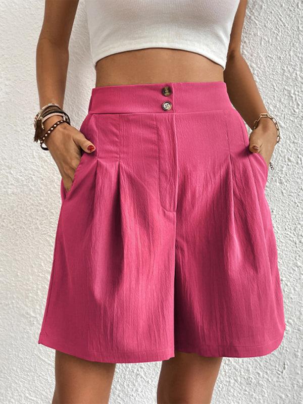 Women's high-waisted loose 2-button shorts - 808Lush