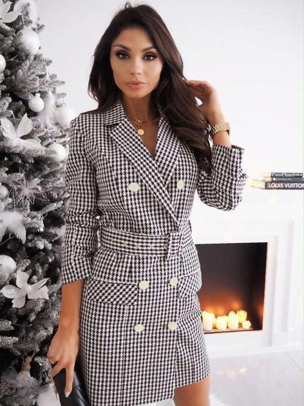 Women's long-sleeved belted colorful suit dress jacket - 808Lush