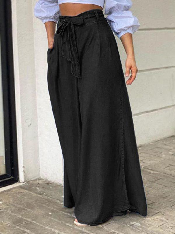 Elegant strappy high waisted skirt casual plus size denim maxi skirt - 808Lush